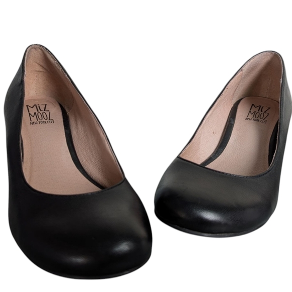Miz Mooz Florette Mini Heel Pumps Black Leather Round Toe Kitten Heel Women's 7 - Picture 5 of 16